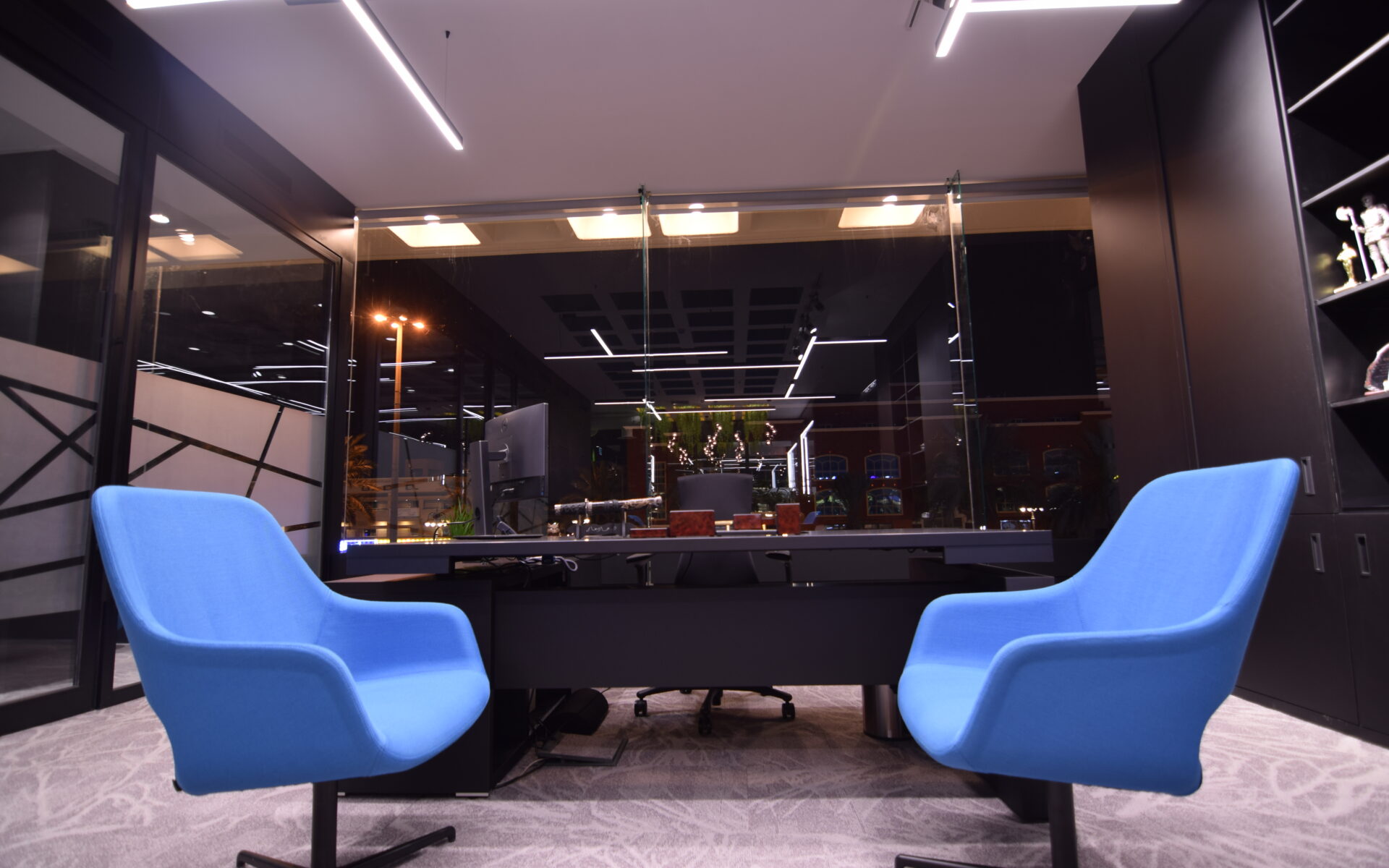 blue luxury office desk