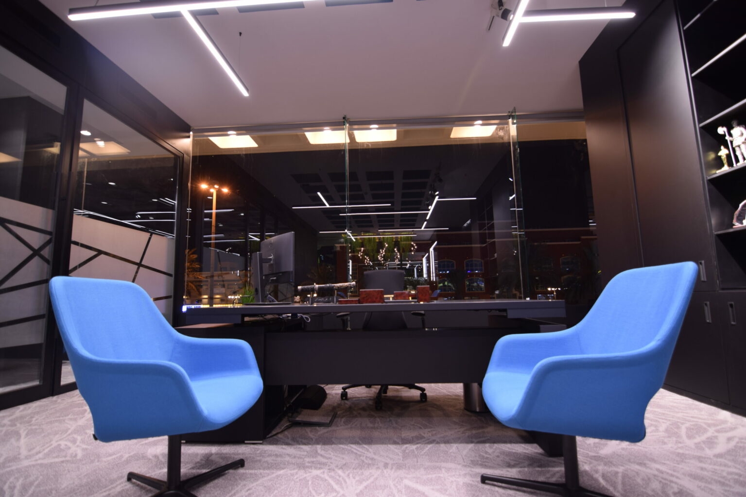 blue luxury office desk
